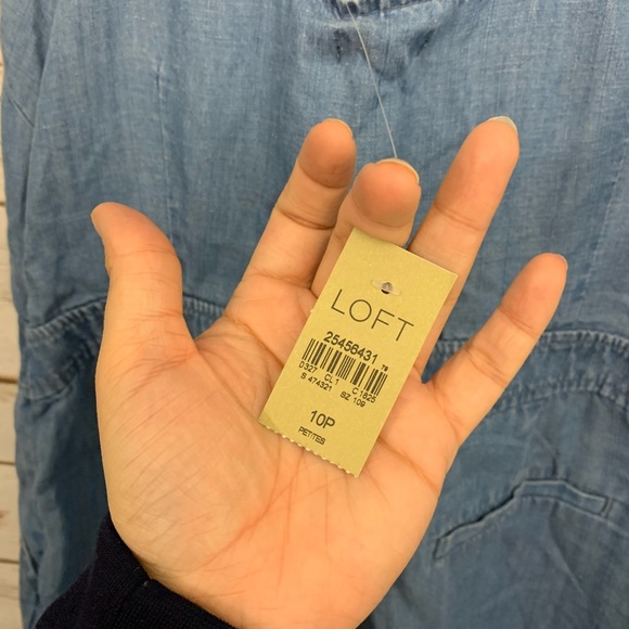 Loft Petite Strappy Chambray Romper NWT - Picture 5 of 6